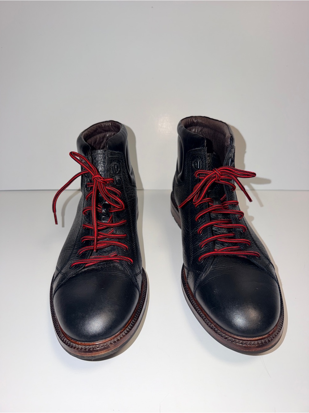 Johnston & Murphy J&M 1850 Black Leather Boots Men’s 11M Red Laces Extra Laces